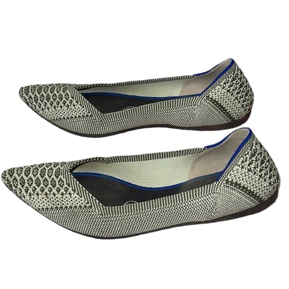 Rothy's Green and Cream Flats Comfortable and Stylish. Size W6 GUC - Picture 3 of 12